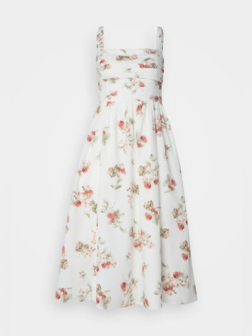 Abercrombie & Fitch Emerson Poplin Strawberry Midi Sundress Size M Chic Cottage